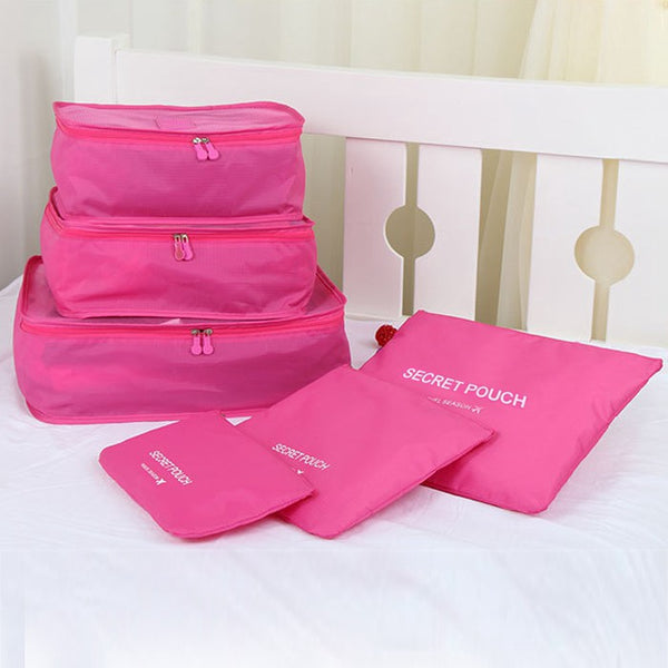 6 Pcs/set Waterproof Travel Storage Bag Set Large Capacity Zipper Luggage Organizer for Clothes Cosmetics