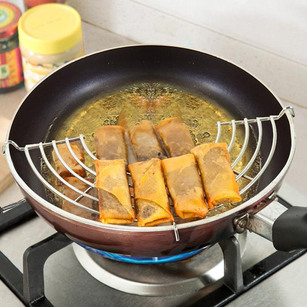 Stainless Steel Semicircle Steam Rack 26*13cm Drain Oil Filter Rack Fried Food Holder