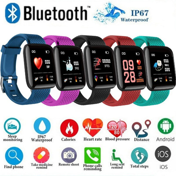 116plus Smart Watch Fitness Tracker Information Reminder Waterproof Heart Rate Pedometer