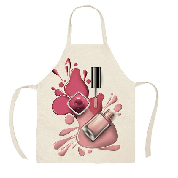 Women Kitchen Printed Apron Cotton Linen Cleansing Aprons for Adult Kids
