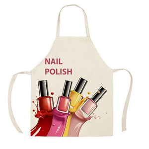 Women Kitchen Printed Apron Cotton Linen Cleansing Aprons for Adult Kids