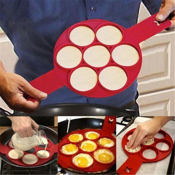 Silikonpannkaksform Återanvändbar pannkaksmaskin Non Stick Egg Ring Bakning Rund form