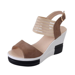 Women Wedge Sandals High Heels Shoes Ankle Buckle Fish Mouth Sandal