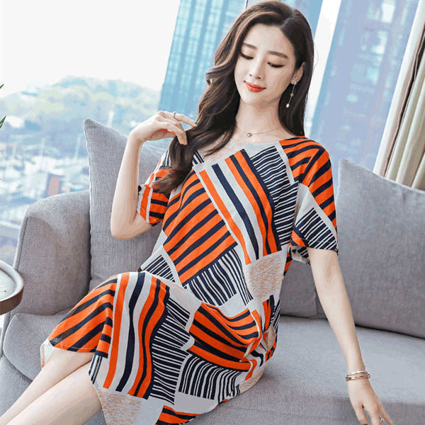 Women Maternity Short Sleeve Dress Loose Printed Midi Dresses Plus Size for Pregnant Women