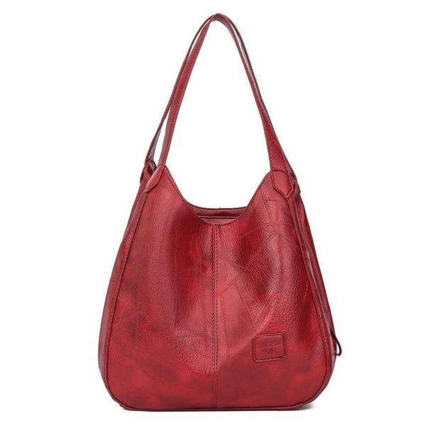 Female Leather Handbags Shoulder Top-handle Zipper Bags