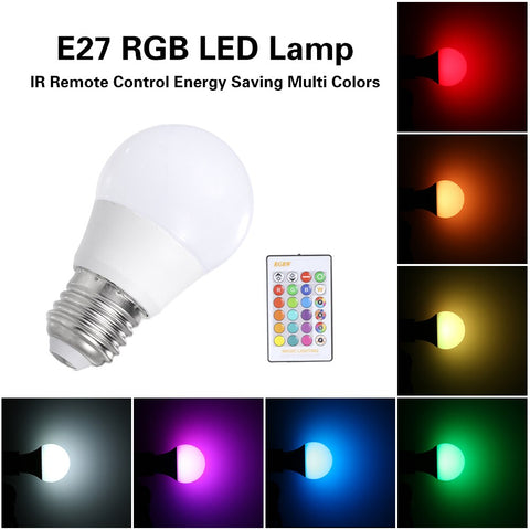 RGB E27 LED Bulb Smart Light Lamp Dimmable Energy Saving Lights Multi Colors Changing with Remote Control Holiday Lighting 3W/5W/10W/15W