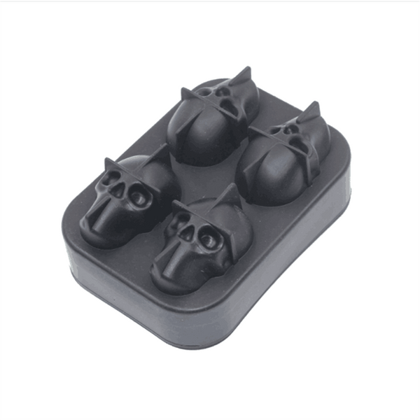 4 In 1 3D Skull Ice Cube Mold Silicone Ice Cube Maker Tray for Halloween Whisky Cocktails