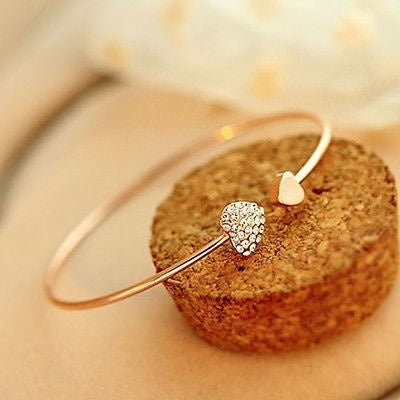 Gold Love Heart Armband Justerbart manschettarmband för kvinnor tjejer