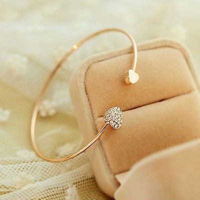 Gold Love Heart Armband Justerbart manschettarmband för kvinnor tjejer