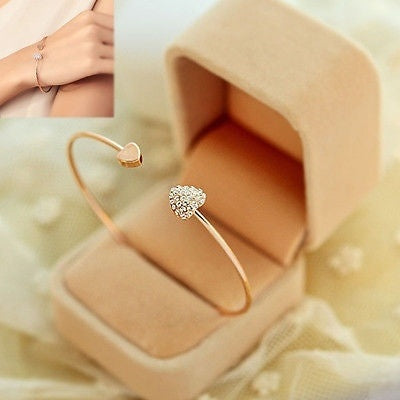 Gold Love Heart Armband Justerbart manschettarmband för kvinnor tjejer