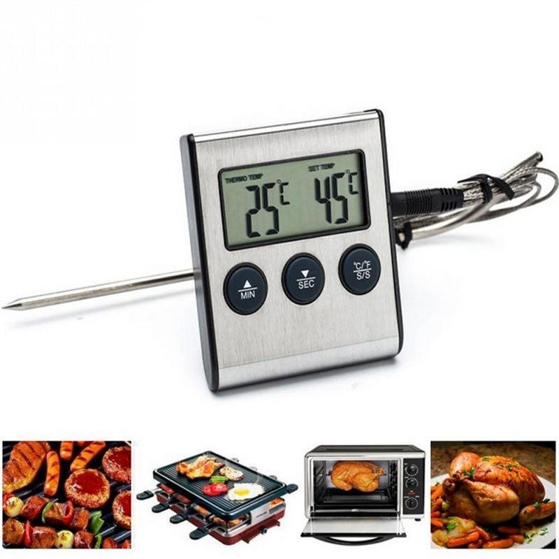 Digital LCD -termometer Matlagningstimer för BBQ Grill Kött Köksugn Matlagning