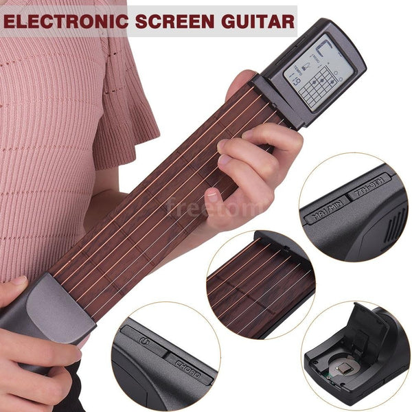 Pocket Guitar Trainer Portable Practice Tools with Rotatable Chords Chart Electric Screen for Trainer Beginner
