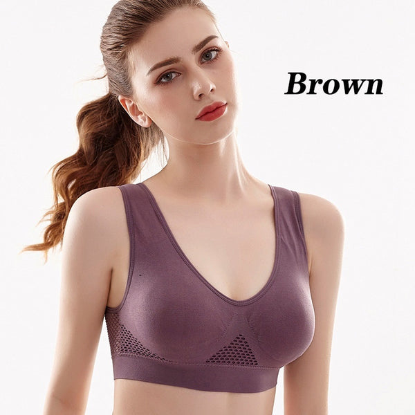 Plus Size Vest Sports Bras Seamless Wireless Yoga Sports Underwear Mesh Bras