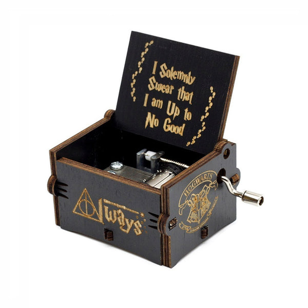 Wooden Carved Music Box Vintage Hand Cranked Music Boxes Handmade Gift