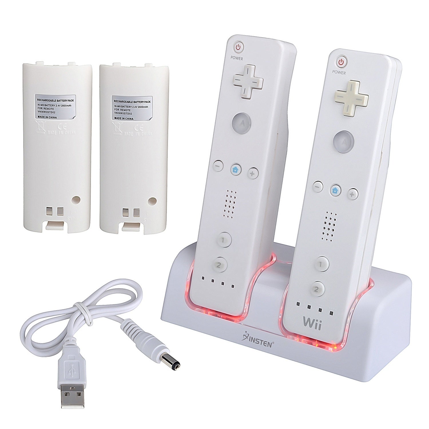 Dubbel laddstation + 2 batteripaket för Wii / Wii U -fjärrkontroll