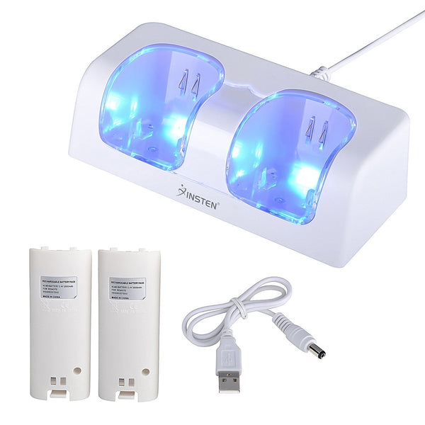 Dubbel laddstation + 2 batteripaket för Wii / Wii U -fjärrkontroll