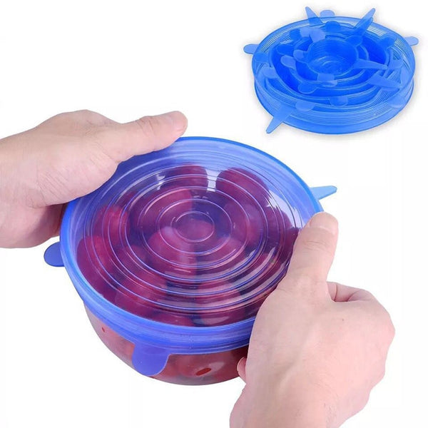 6-Pack Silicone Stretch Lids Reusable Airtight Food Wrap Covers Keeping Fresh Bowl Cover for Different Sizes