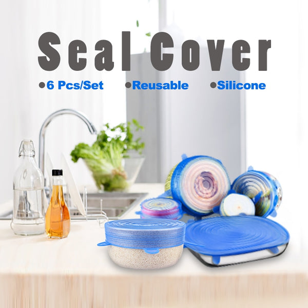 6-Pack Silicone Stretch Lids Reusable Airtight Food Wrap Covers Keeping Fresh Bowl Cover for Different Sizes