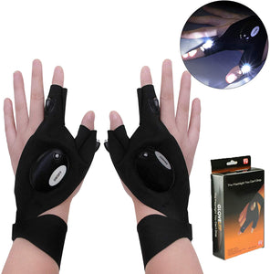 LED -ficklampa Handskar Fingerfria arbetshandskar med ljus för mörkerplatser, fiske, camping och vandring