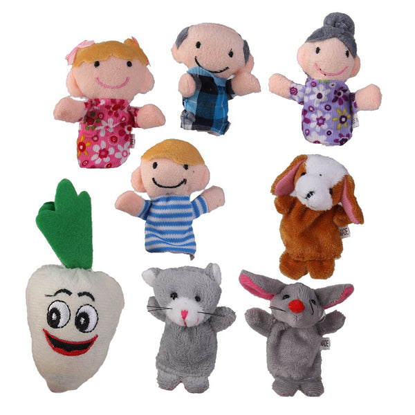 8 Pcs/set Finger Puppets Set Cartoon Doll Game Giant Carrot Nursery Rhyme Fairy Tale Toys for Kids