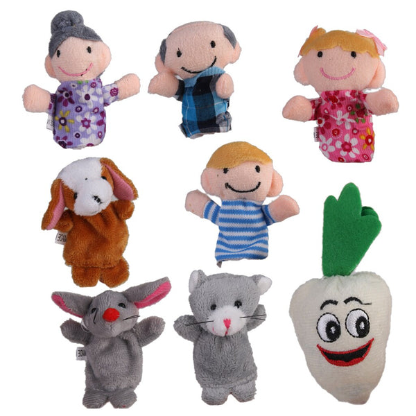 8 Pcs/set Finger Puppets Set Cartoon Doll Game Giant Carrot Nursery Rhyme Fairy Tale Toys for Kids