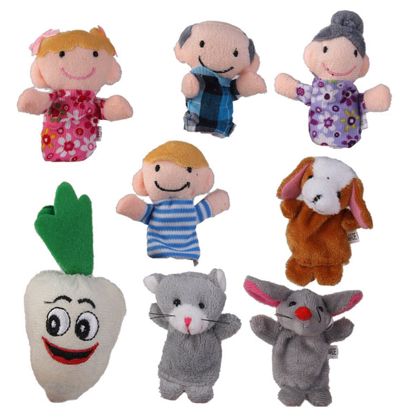 8 Pcs/set Finger Puppets Set Cartoon Doll Game Giant Carrot Nursery Rhyme Fairy Tale Toys for Kids
