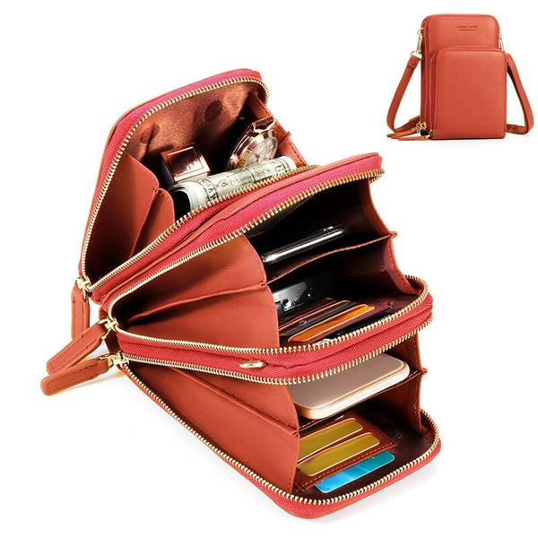 Kvinnor Mobiltelefonväska Färgglada Crossbody-väskor med flera fickor Daglig användning Axelväska med dragkedja med korthållare