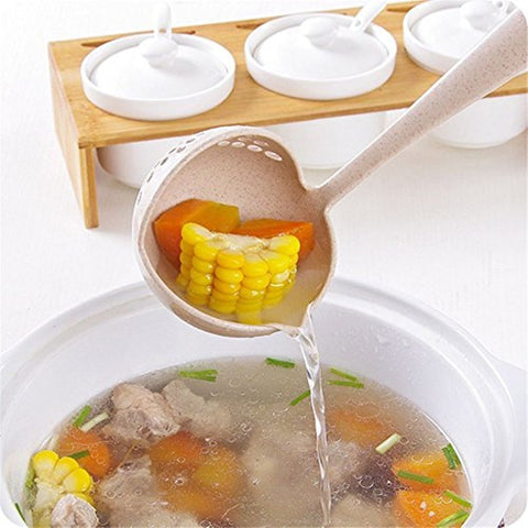 2 In 1 Long Handle Soup Spoon with Filter Colander Porridge Spoons Cooking Utensils