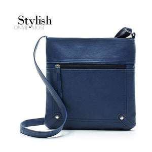 Women Leather Crossbody Bag Solid Color Messenger Bags Zipper Shoulder Bag with Adjustable Strap Inner Pocket