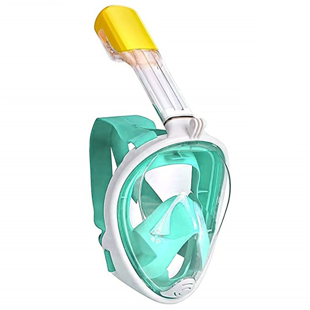 Full-Face Snorkel Mask Dykmask Underwater Anti-Fog Goggles Dykutrustning Kamerafäste för GoPro