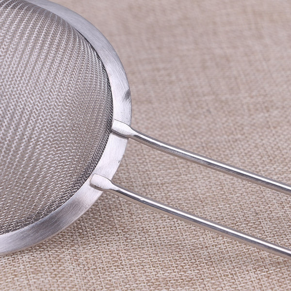 Stainless Steel Mesh Strainer with Long Handle Durable Colander Sieve for Flour Tea Oil