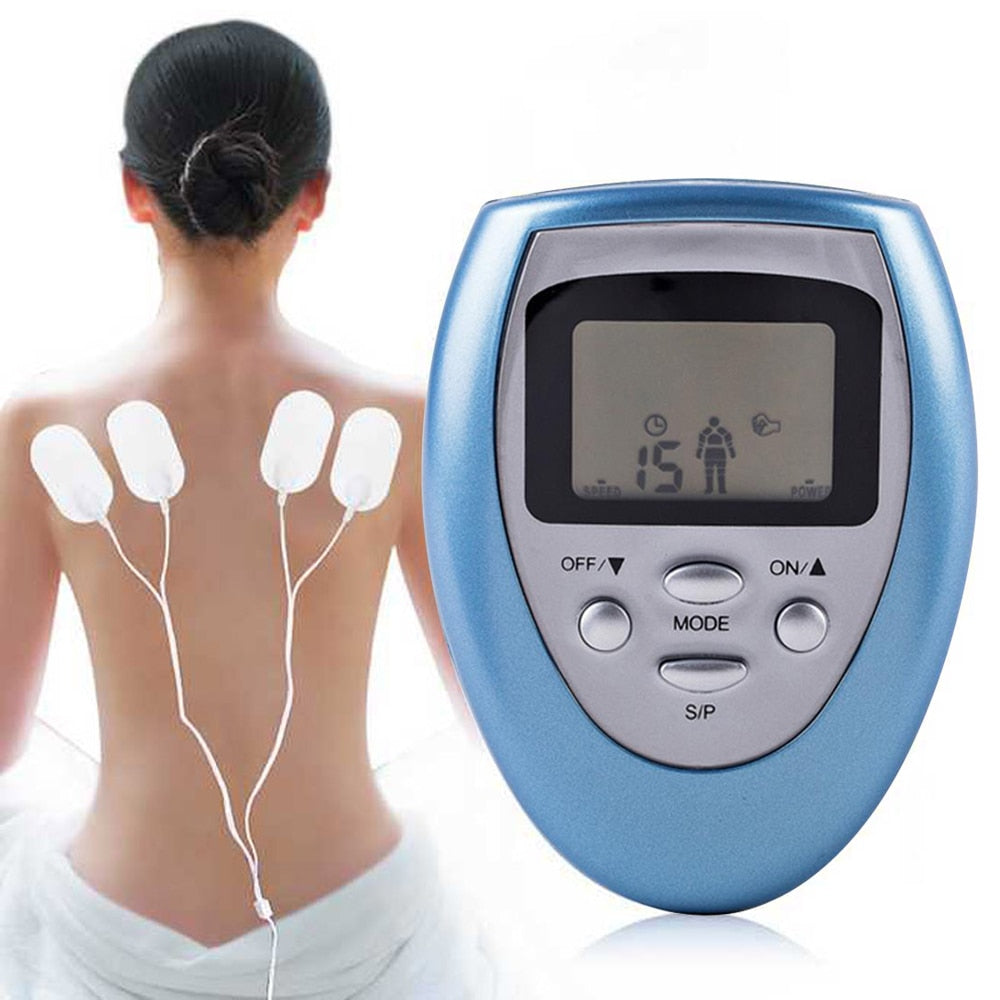 Electric Digital Body Pad Massager Tens Fitness Therapy Machine with 8 Modes 4 Massage Pads Remote Control for Pain Relief