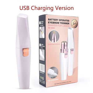 Electric Eyebrow Trimmer Portable Facial Hair Remover USB Rechargeable/battery Powered Eyebrow Razor Tool with Bulit-in Light
