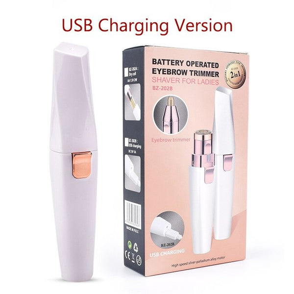 Electric Eyebrow Trimmer Portable Facial Hair Remover USB Rechargeable/battery Powered Eyebrow Razor Tool with Bulit-in Light