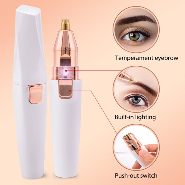 Electric Eyebrow Trimmer Portable Facial Hair Remover USB Rechargeable/battery Powered Eyebrow Razor Tool with Bulit-in Light