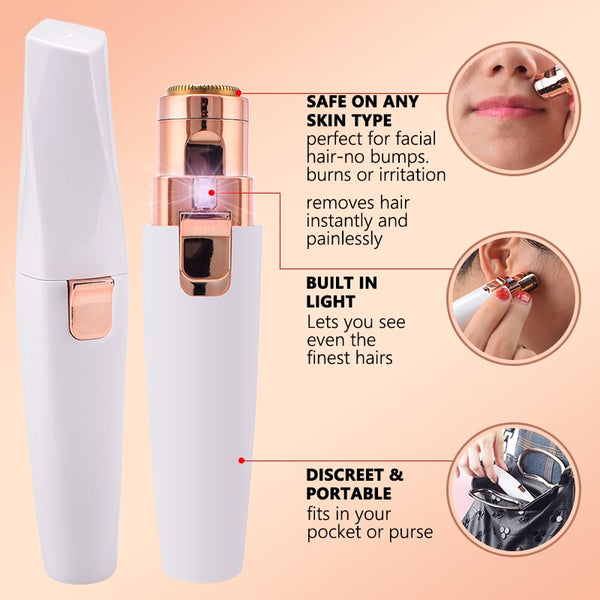 Electric Eyebrow Trimmer Portable Facial Hair Remover USB Rechargeable/battery Powered Eyebrow Razor Tool with Bulit-in Light