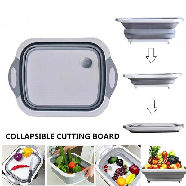4 In 1 Foldable Multi-Functional Chopping Board Collapsible Colander Vegetable Fruit Washing Drain Sink Basket Kitchen Organizer Tool