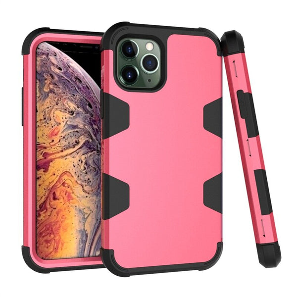 3 In 1 Shockproof Phone Case Silicone Contrast Color Cell Phone Cases for iPhone 7/8/X/XS/XR/11 Pro Max