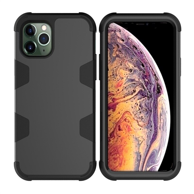 3 In 1 Shockproof Phone Case Silicone Contrast Color Cell Phone Cases for iPhone 7/8/X/XS/XR/11 Pro Max