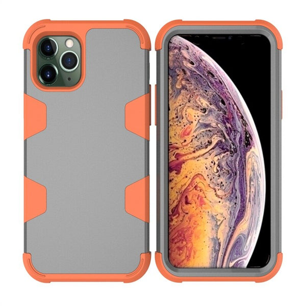 3 In 1 Shockproof Phone Case Silicone Contrast Color Cell Phone Cases for iPhone 7/8/X/XS/XR/11 Pro Max
