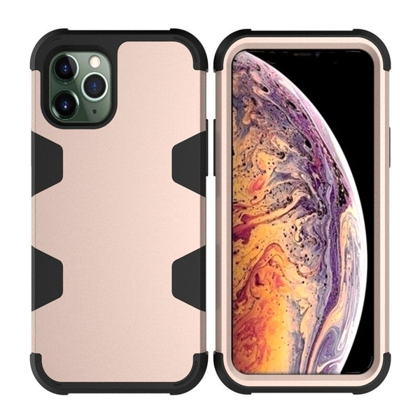 3 In 1 Shockproof Phone Case Silicone Contrast Color Cell Phone Cases for iPhone 7/8/X/XS/XR/11 Pro Max