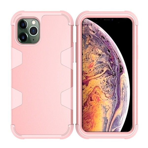 3 In 1 Shockproof Phone Case Silicone Contrast Color Cell Phone Cases for iPhone 7/8/X/XS/XR/11 Pro Max