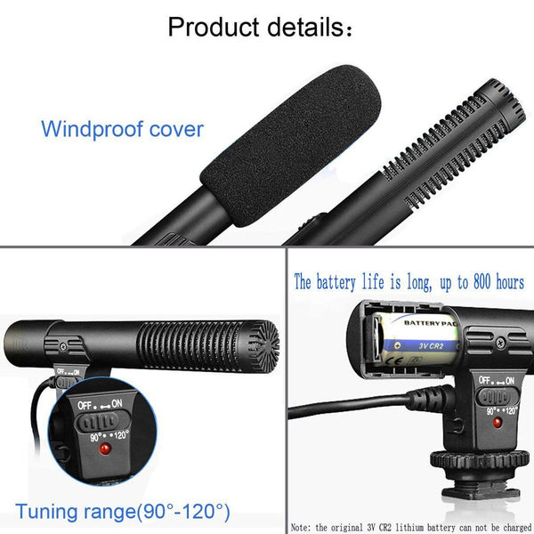 Digital SLR Camera Microphone Universal External Video Mic with Windproof Cover for DV Camera Camcorder