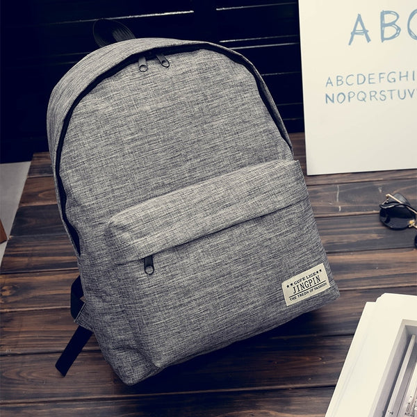 Men Canvas Backpack Lightweight Student Schoolbags Casual Solid Laptop Rucksack Travel Daypack for Teenagers