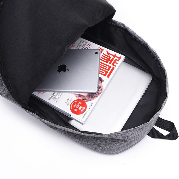 Men Canvas Backpack Lightweight Student Schoolbags Casual Solid Laptop Rucksack Travel Daypack for Teenagers