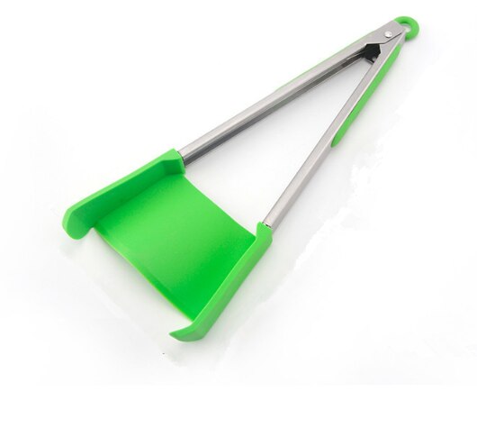 2 In 1 Smart Kitchen Spatula and Tongs Non-Stick Heat Resistant Stainless Steel Frame Silicone Tongs