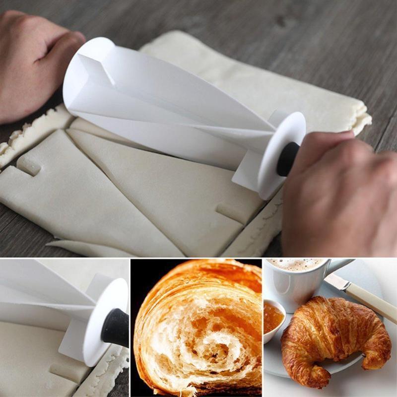 Plastic Croissant Roller Cutter with Handle Dough Rolling Knife for Bread Pastry Kitchen Baking Tool
