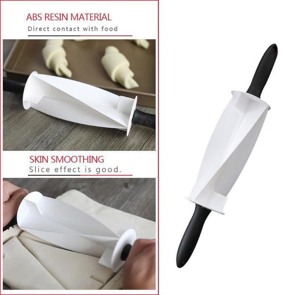 Plastic Croissant Roller Cutter with Handle Dough Rolling Knife for Bread Pastry Kitchen Baking Tool