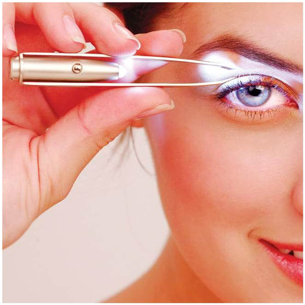 Professional Eyebrow Tweezers Stainless Steel Hair Remover with Bulit-in LED Light Makeup Tool