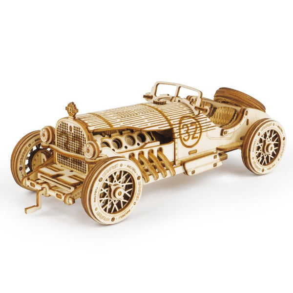 Mekanisk trämodell Byggsats DIY Craft leksakspresent för barn vuxen Grand Prix bil Prime Steam Express Truck Jeep luftskepp varmluftsballong